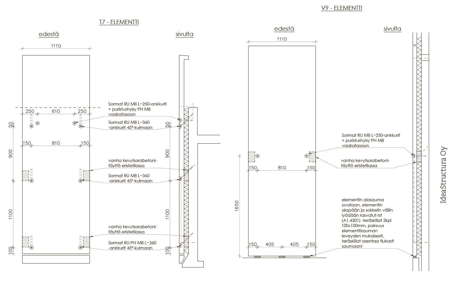 Kuorielementtien lisäkiinnitysdetaljeja. Kuva: IdeaStructura Oy