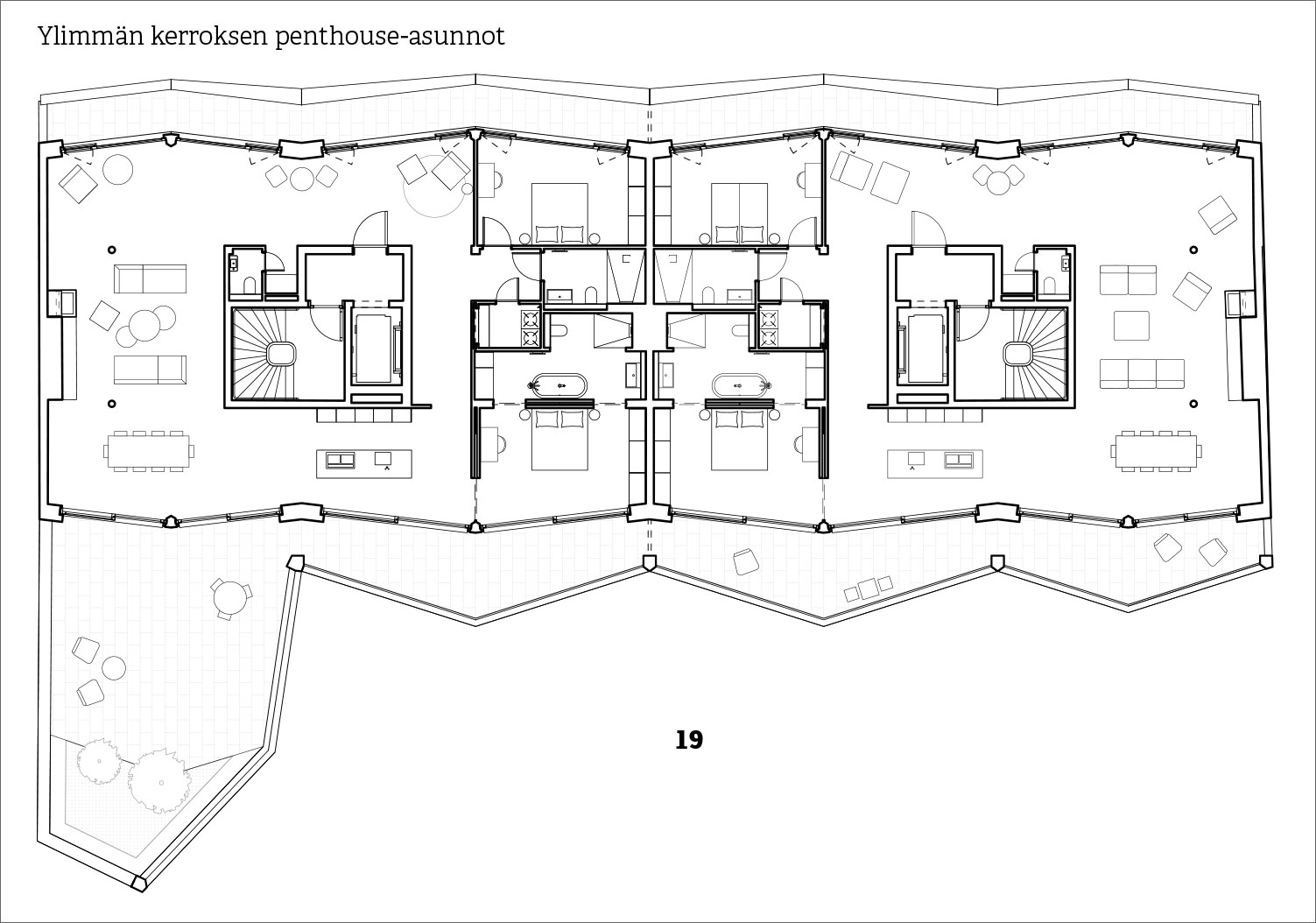 Ylimmän kerroksen penthouse-asunnot