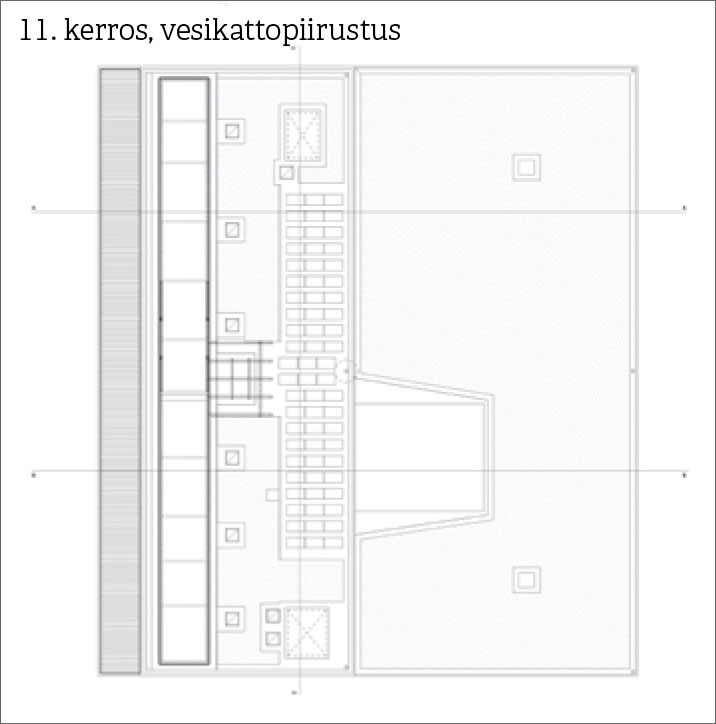 11. kerros, vesikattopiirustus